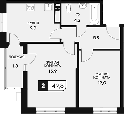 Продается 2-комн. квартира, 48 м²