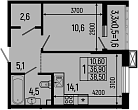 1-комн., 36.9 м², 2/13 этаж, ЖК «Звезды»