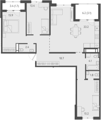 4+ комнаты, 103.3 м², 24/24 этаж, ЖК «Все Свои VIP»