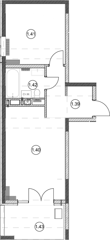 Продается 1-комн. квартира, 43.6 м²