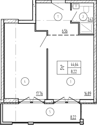 Продается 1-комн. квартира, 50.39 м²