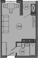 Студия, 22.2 м², 10/10 этаж, ЖК «Гостиничный комплекс GREENMONT»