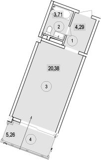 Студия, 28.38 м², 4/7 этаж, ЖК «Гостиничный комплекс Скайвиль»