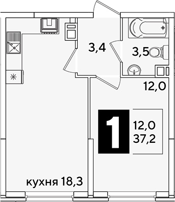 Продается 2-комн. квартира, 37.2 м²