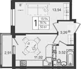 Продается 1-комн. квартира, 31.74 м²