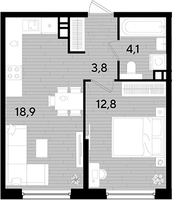 Продается 1-комн. квартира, 39.6 м²
