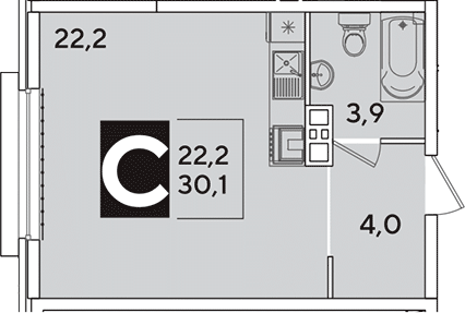 Студия, 30.1 м², 5/16 этаж, ЖК «Самолет»