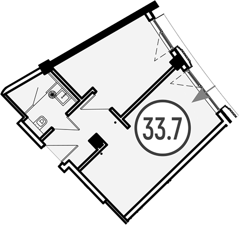 Объект, 33.7 м², 2/4 этаж, ЖК «Гостиничный комплекс GRAND CASCADE»