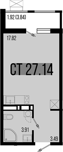 Студия, 25.22 м², 2/8 этаж, ЖК «Цветной бульвар»