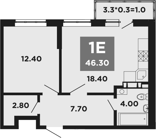 2-комн., 45.3 м², 4/20 этаж, ЖК «НЕО-квартал Красная площадь»