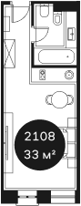 Объект, 32.72 м², 2/4 этаж, ЖК «Резиденция Волна»