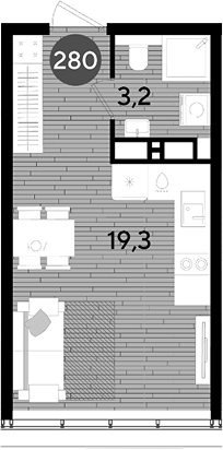 Студия, 22.5 м², 16/16 этаж, ЖК «DОГМА ПАРК»