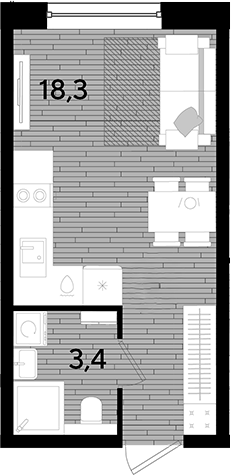 Студия, 21.7 м², 2/16 этаж, ЖК «DОГМА ПАРК»