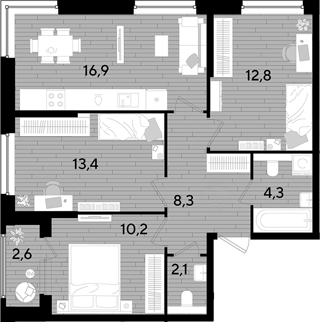 Продается 3-комн. квартира, 68 м²