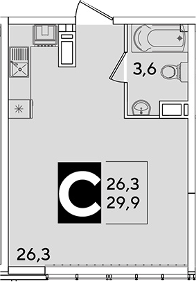 Продается 1-комн. квартира, 29.9 м²