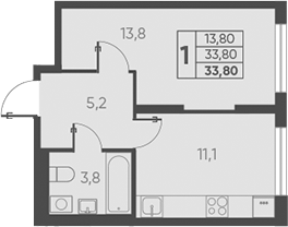 Продается 1-комн. квартира, 33.8 м²