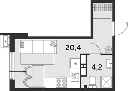 Продается 1-комн. квартира, 24.6 м²