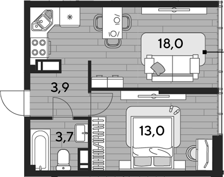 Продается 1-комн. квартира, 38.6 м²