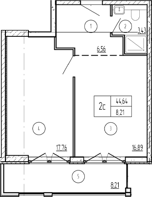 Продается 1-комн. квартира, 50.39 м²