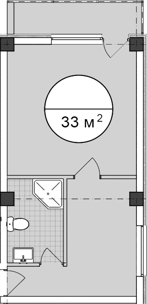 Студия, 33 м², 2/4 этаж, ЖК «Апартаментный комплекс Поляна парк»