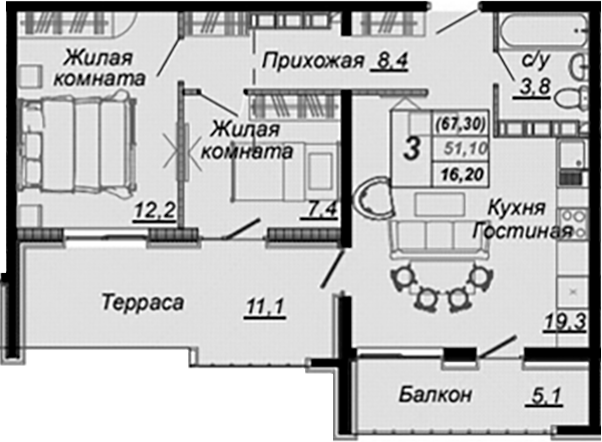 2-комн. Чайные Холмы
