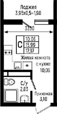 Студия, 15.99 м², 7/18 этаж, ЖК «Ботаника Хиллс»