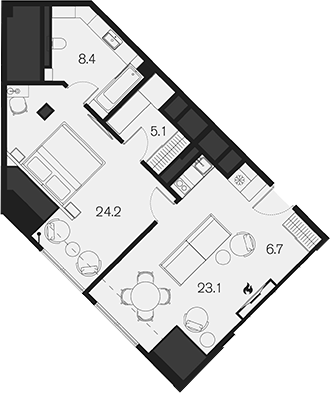 1-комн., 67.5 м², 4/4 этаж, ЖК «Benefit Sky Breeze Sochi»