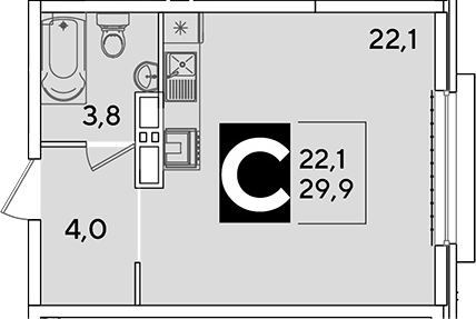 Продается 1-комн. квартира, 29.9 м²