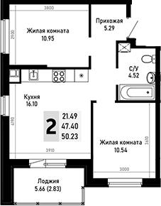 Продается 2-комн. квартира, 47.4 м²