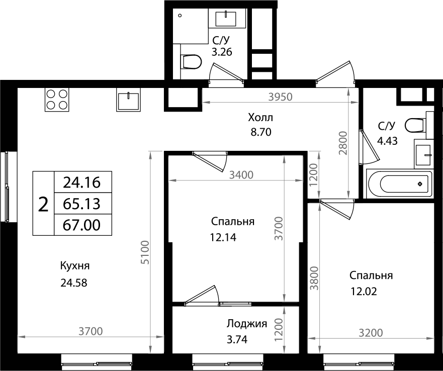 Продается 3-комн. квартира, 68.38 м²
