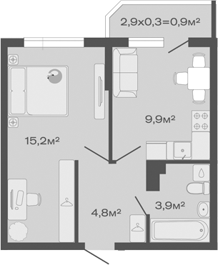Продается 1-комн. квартира, 33.8 м²