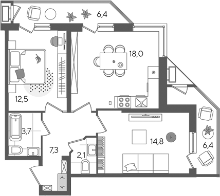 Продается 3-комн. квартира, 58.4 м²