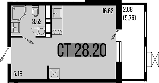 Студия, 25.32 м², 6/8 этаж, ЖК «Цветной бульвар»