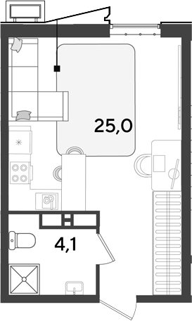 Студия, 29.1 м², 18/18 этаж, ЖК «Парк Победы»
