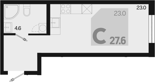 Продается 1-комн. квартира, 27.6 м²