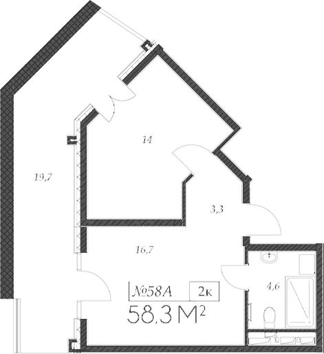 2-комн., 38.6 м², 3/9 этаж, ЖК «Морелло»