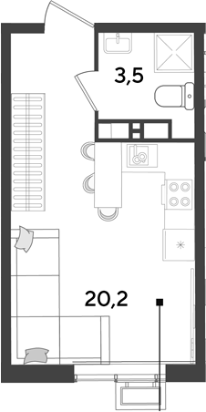Студия, 23.7 м², 17/18 этаж, ЖК «Парк Победы»