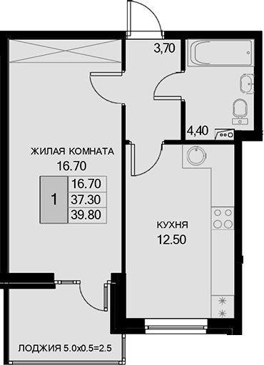 Продается 1-комн. квартира, 37.3 м²