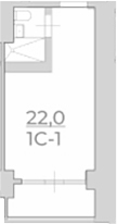 Студия, 22 м², 3/4 этаж, ЖК «Комплекс Luciano»