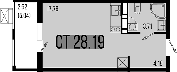 Студия, 25.67 м², 6/8 этаж, ЖК «Цветной бульвар»
