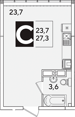 Продается 1-комн. квартира, 27.3 м²