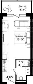 Студия, 27.7 м², 4/8 этаж, ЖК «Курортный отель Алеан Селект Агой»