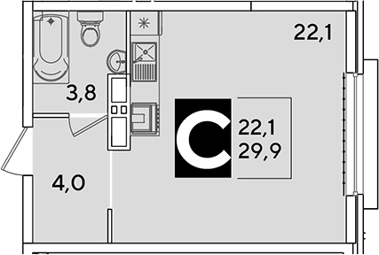 Продается 1-комн. квартира, 29.9 м²