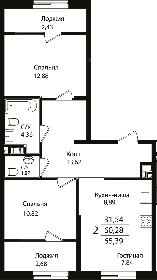 Продается 3-комн. квартира, 60.34 м²