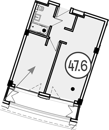 Объект, 47.6 м², 3/4 этаж, ЖК «Гостиничный комплекс GRAND CASCADE»