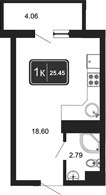 Студия, 20.17 м², 6/8 этаж, ЖК «Гостиничный комплекс Marine Garden 4»