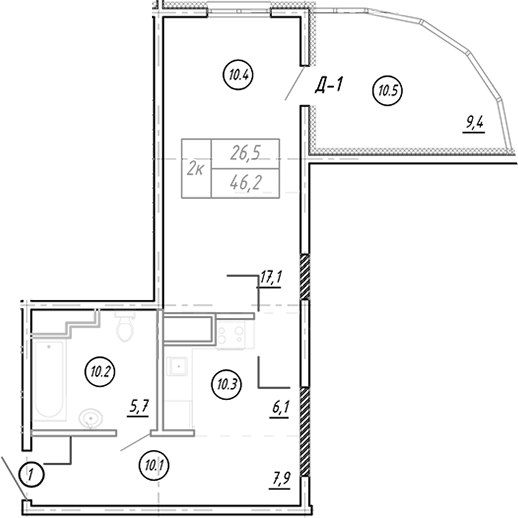 Студия, 44.58 м², 8/17 этаж, ЖК «Резиденция Ясногорская»
