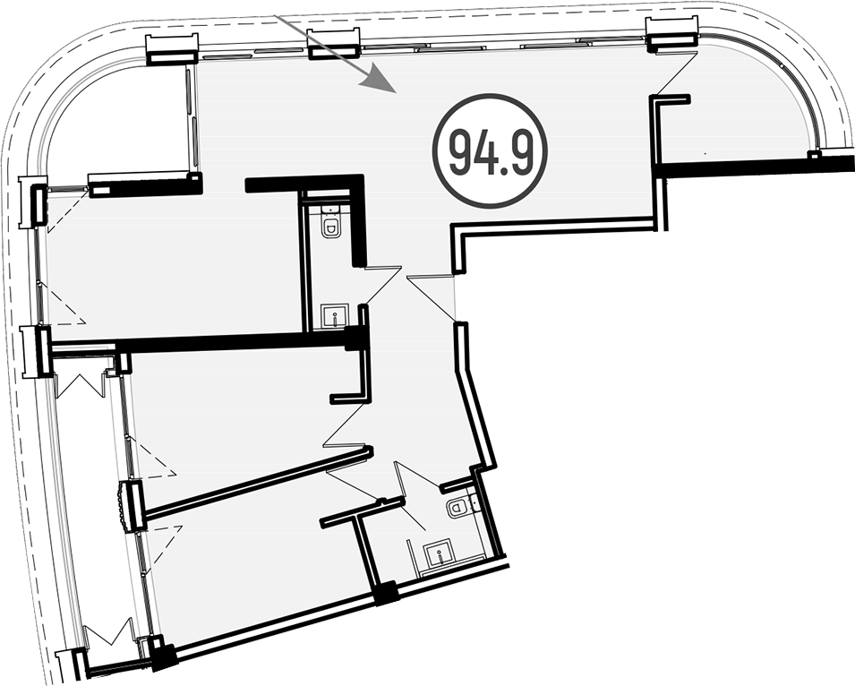 Объект, 94.9 м², 3/4 этаж, ЖК «Гостиничный комплекс GRAND CASCADE»