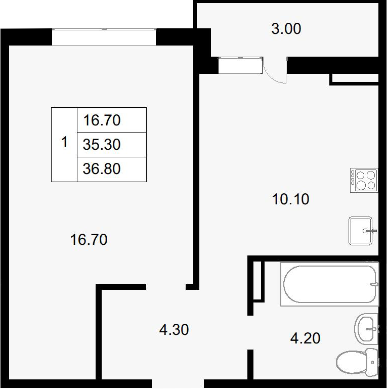 Продается 1-комн. квартира, 35.3 м²