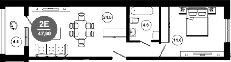 2-комн., 43.2 м², 10/10 этаж, ЖК «Гостиничный комплекс GREENMONT»